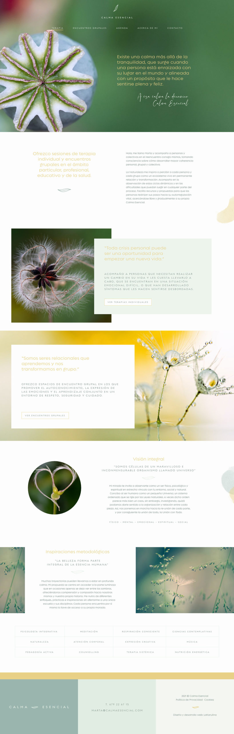 Diseño página web corporativa Calma Esencial
