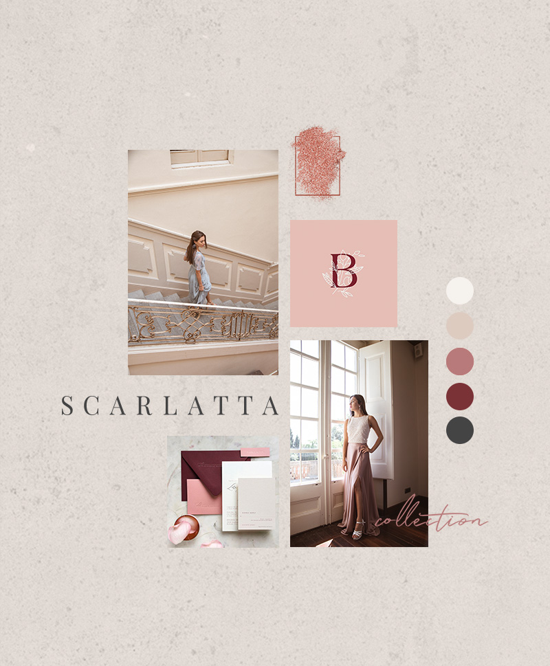 Moodboard - Diseño identidad corporativa Scarlatta Collection Boutique