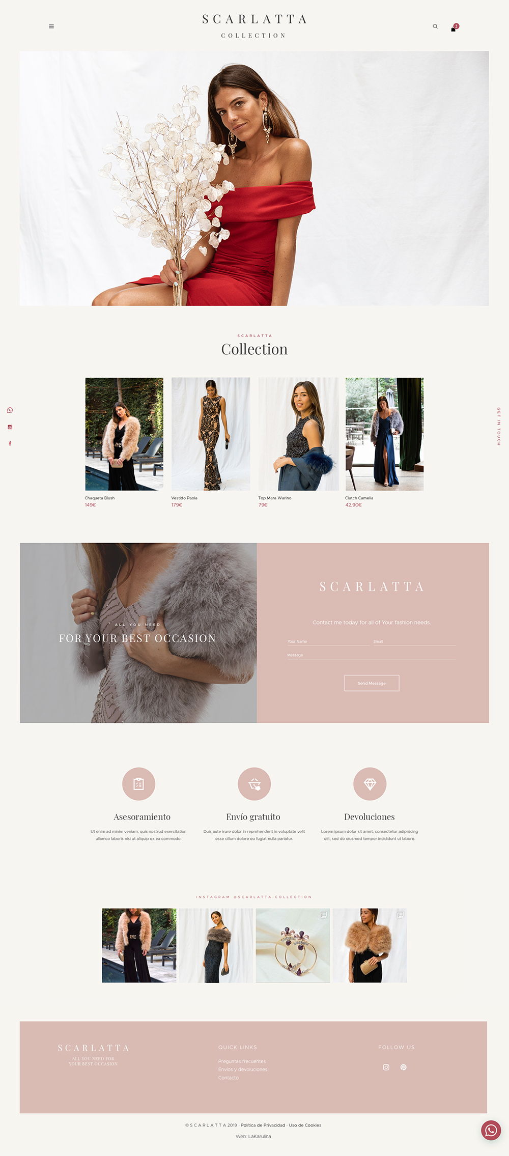 Diseño web shop online Scarlatta Collection Boutique