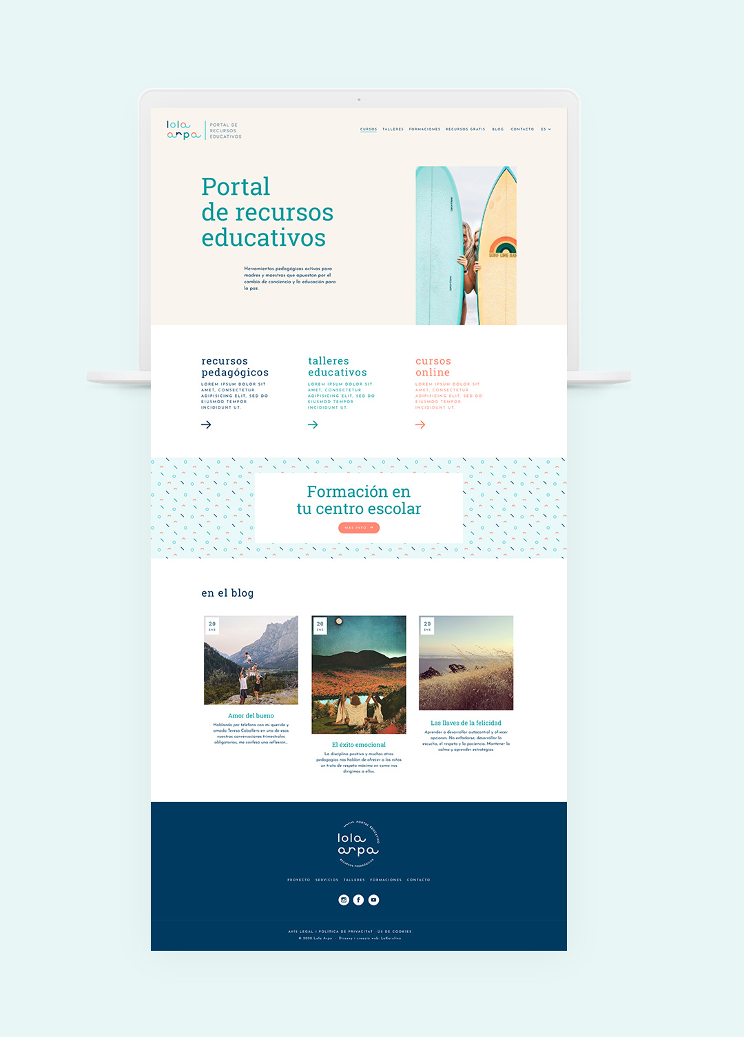Diseño web corporativa Lola Arpa Montesori