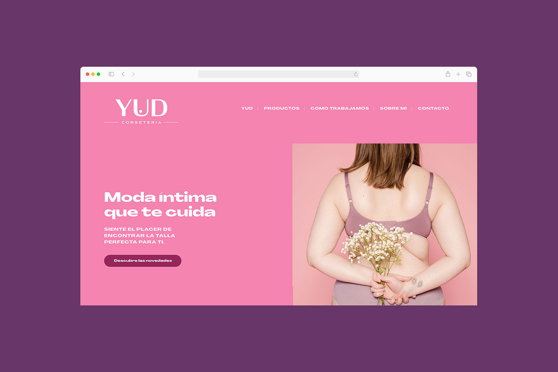Interfaz web responsive para la boutique online de YUD Corsetería, optimizada por Mxin.