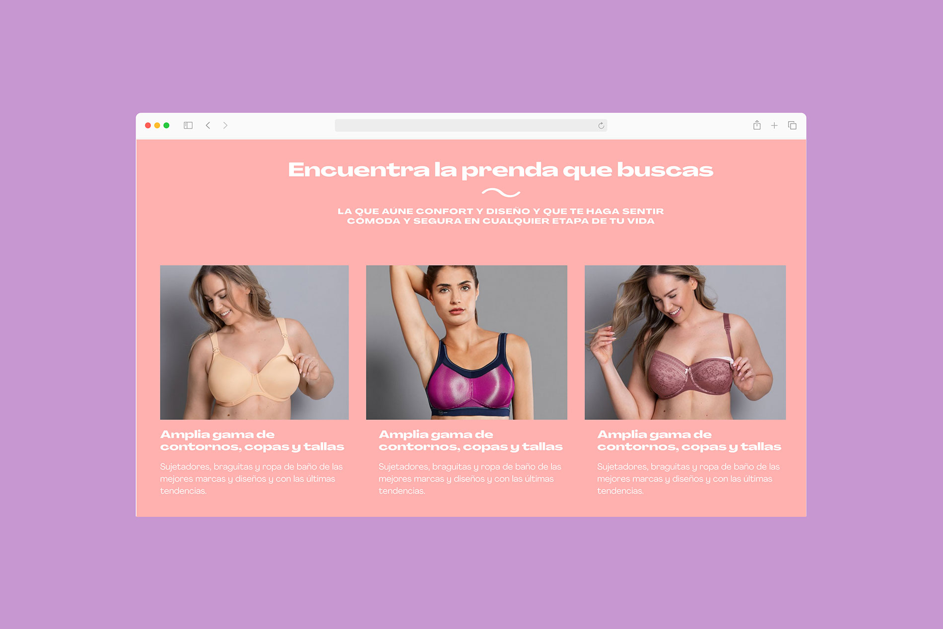 Interfaz web responsive para la boutique online de YUD Corsetería, optimizada por Mxin.