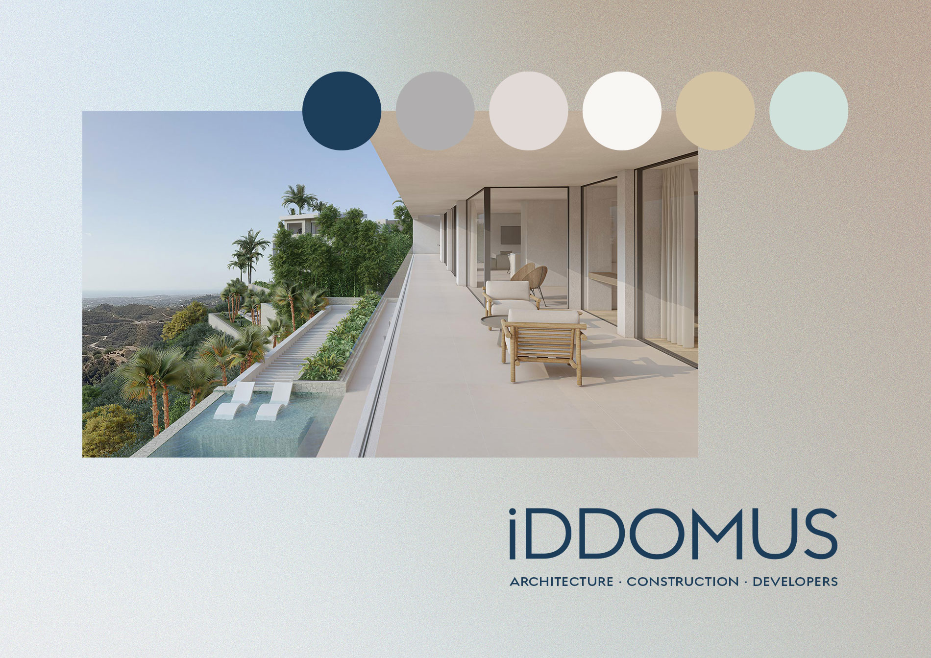 Mxin - Proyecto de rebranding estratégico y diseño visual para IDDOMUS, una marca de lujo especializada en villas llave en mano en la Costa del Sol. Identidad renovada con un enfoque elegante, funcional y orientado a reforzar su posicionamiento premium