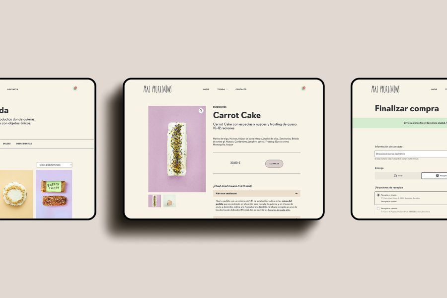 Mxin - Diseño de ecommerce personalizada para Más Meriendas, Obrador de pastelería artesanal en Barcelona, subvencionada con el bono del Kit Digital